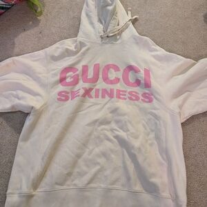 Gucci Cream and Pink Graphic Hoodie